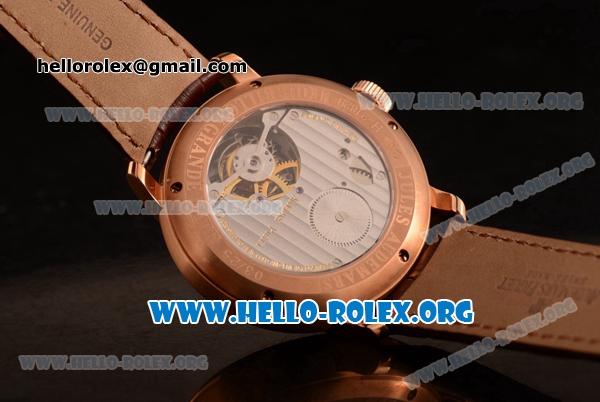 Audemars Piguet Jules Audemars Tourbillon Grande Date Swiss Tourbillon Manual Winding Rose Gold Case with White Dial and Brown Leather Strap (TF) - Click Image to Close